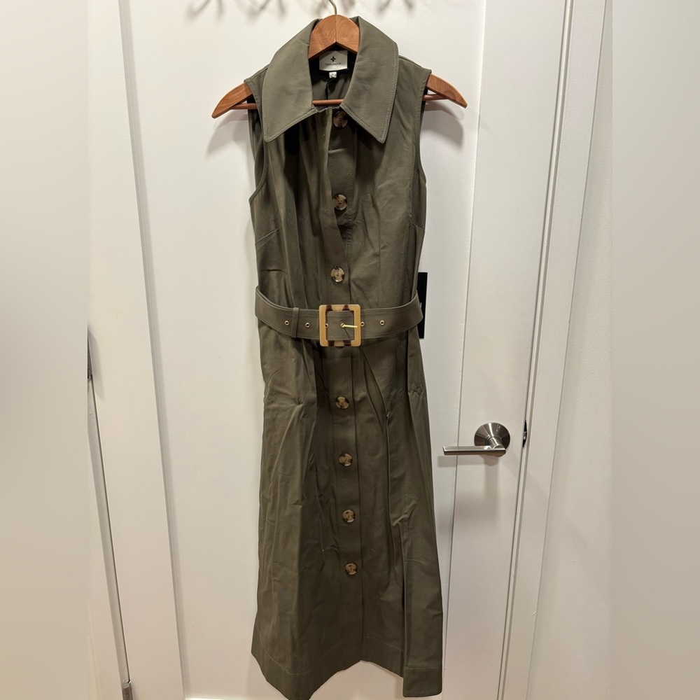 NWT Tuckernuck Chamberlin Sleeveless Army Green Midi Dress - Picture 2 of 4